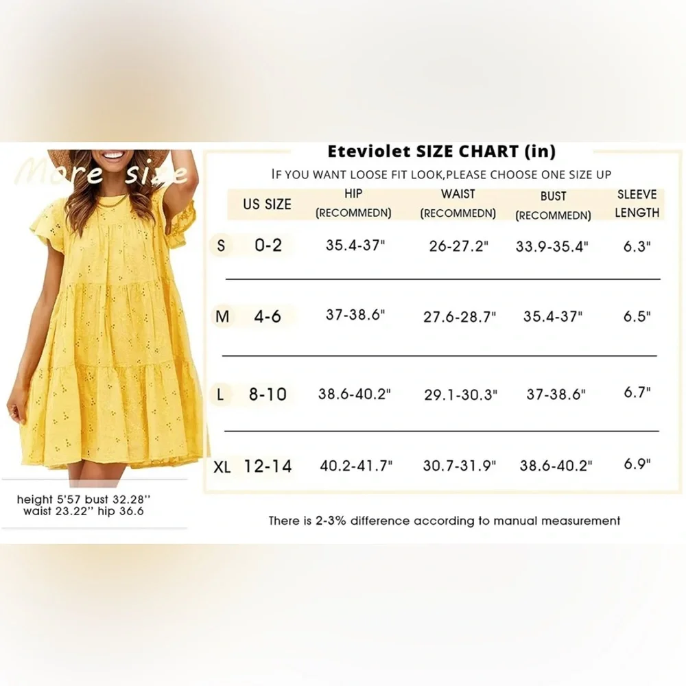 128. XL NWT SIMPLEE Women's Summer Embroidery Mini Dress Eyelet Baby - Picture 3 of 3